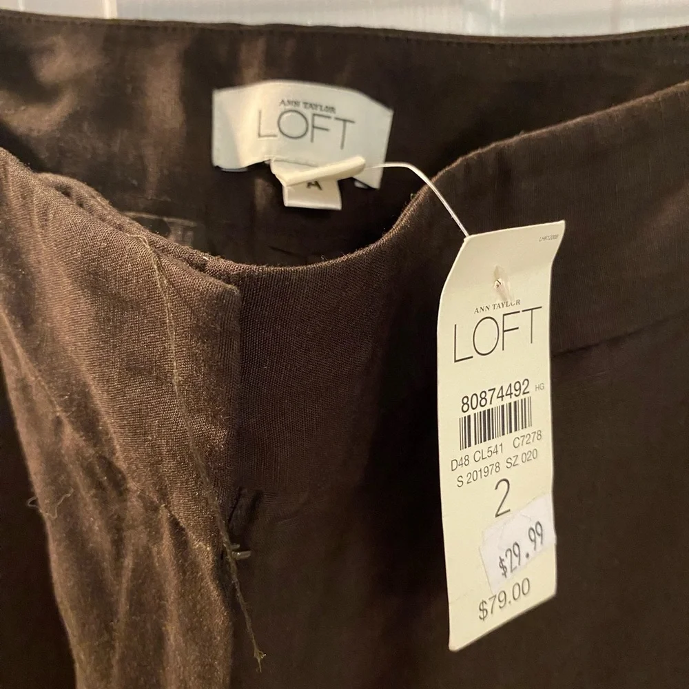 Ann Taylor linen brown wide leg pants. Size 2. NWT - Picture 3 of 3